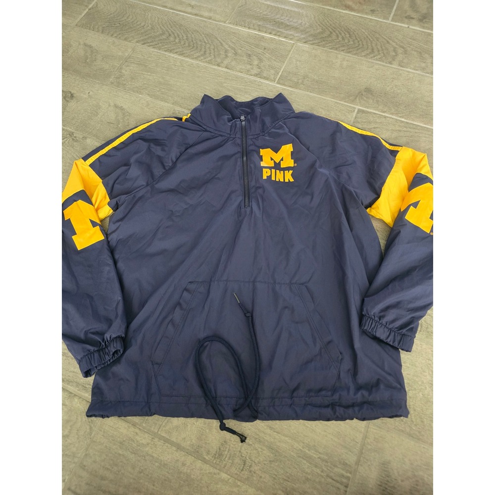 PINK Victoria's Secret University of Michigan Quarter Zip Windbreaker Jacket M